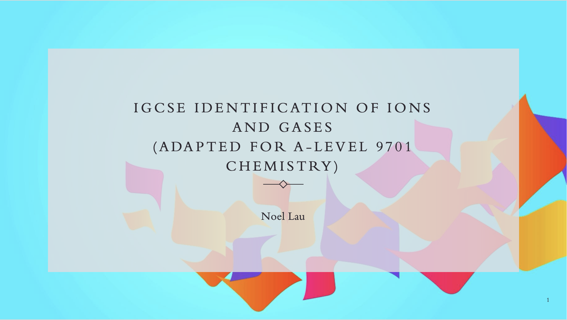 Qualitative analysis for ions and gases